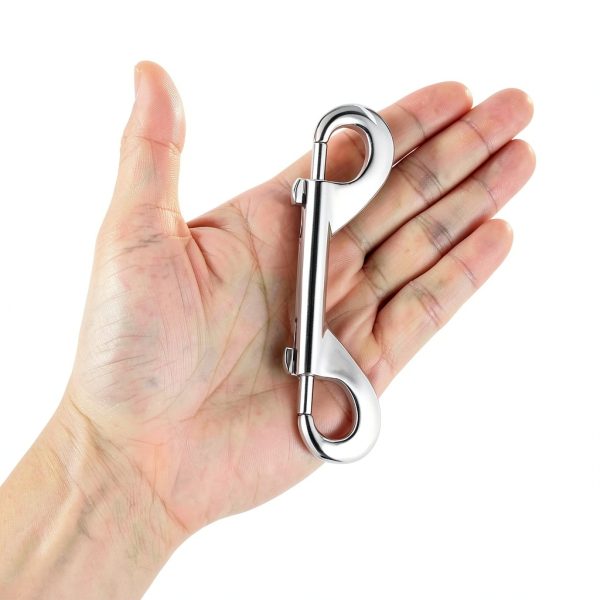 Double Ended Bolt Snap Hook - Buclefly 4.7" Silver Metal Clips 5pcs-2
