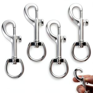Heavy Duty Swivel Eye Snap Hooks 4-Pack by Fampery Steel Carabiner-0
