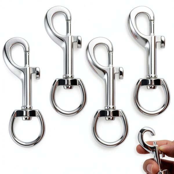 Heavy Duty Swivel Eye Snap Hooks 4-Pack by Fampery Steel Carabiner-0