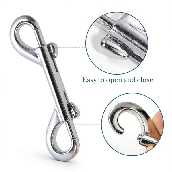 8-Pack Heavy Duty Double Ended Snap Hooks,Silver Zinc Alloy Trigger Clips – for Dog Leashes, Key Rings, Water Buckets, Carabiners, Home, Farm, Indoor & Outdoor Use-2