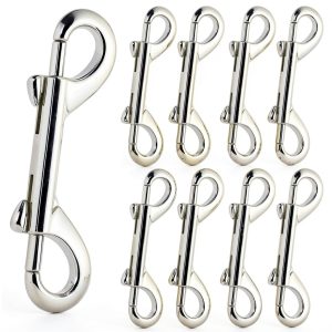 8-Pack Heavy Duty Double Ended Snap Hooks,Silver Zinc Alloy Trigger Clips – for Dog Leashes, Key Rings, Water Buckets, Carabiners, Home, Farm, Indoor & Outdoor Use-0