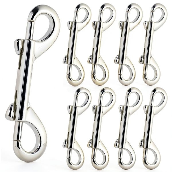 8-Pack Heavy Duty Double Ended Snap Hooks,Silver Zinc Alloy Trigger Clips – for Dog Leashes, Key Rings, Water Buckets, Carabiners, Home, Farm, Indoor & Outdoor Use-0
