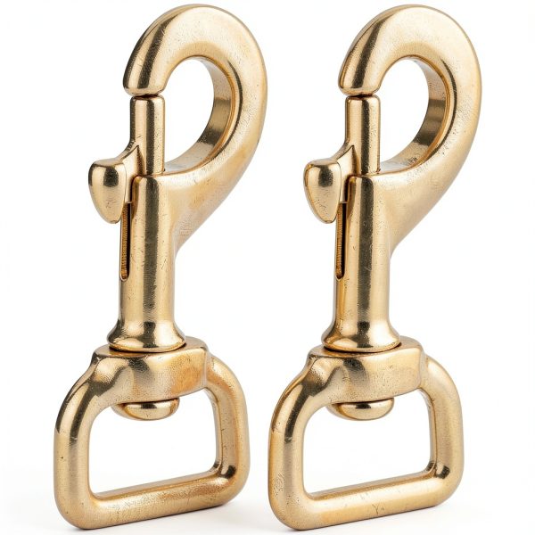 3-1/8 inch Solid Brass Swivel Bolt Snap Hooks 7/8 inch Square Swivel Eye Single Ended Trigger Clips Keychain Holder for Leathercrafts, Dog Collar, Pet Leash, Flag Halyard and More (2 Pieces)-1