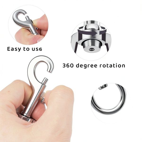 Heavy Duty Swivel Eye Snap Hooks 4-Pack by Fampery Steel Carabiner-2