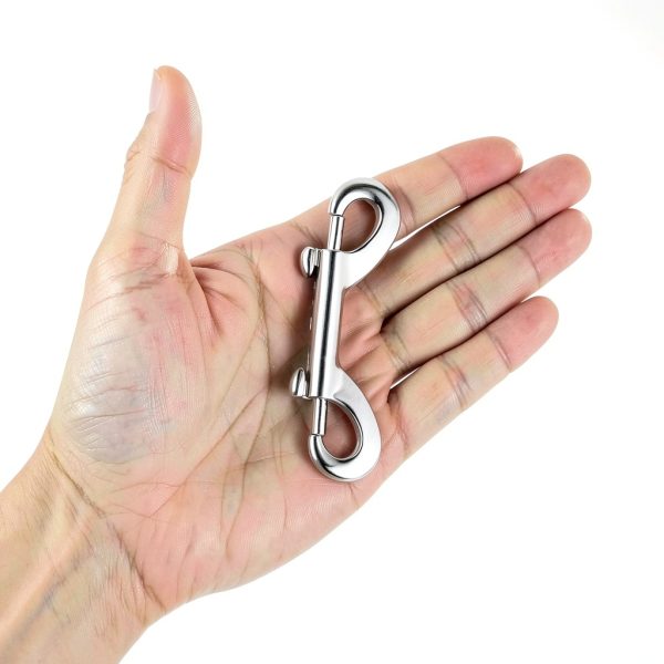 Double Ended Eye Bolt Snaps Hook Sliver Trigger Clips Chain Metal Clips 3.5 Inch 4pcs for Dog Leash Key Chain Horse Tack Pet Feed Bucket Garage Use-2