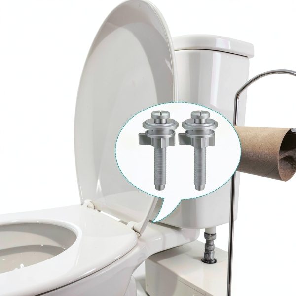 Toilet Seat Screws HomeFix 2-Piece Kit Bolts, Nuts & Washers White-4