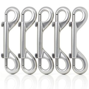 Double Ended Bolt Snap Hook - Buclefly 4.7" Silver Metal Clips 5pcs-0