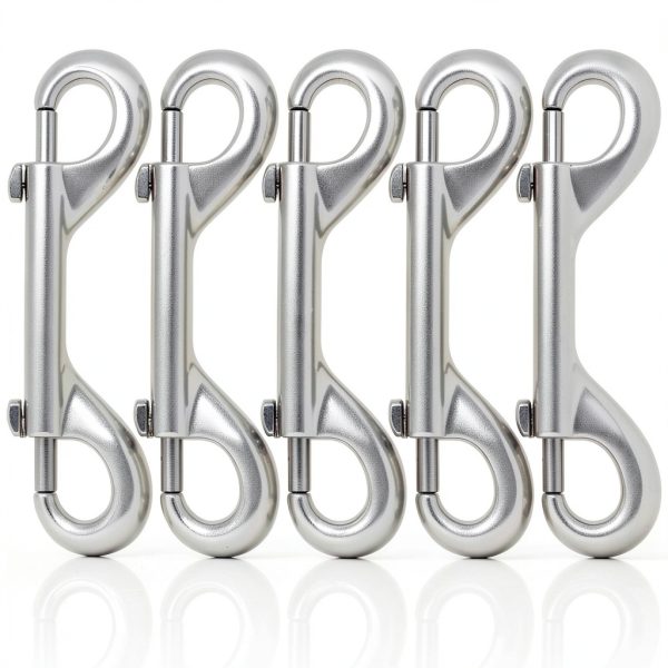 Double Ended Bolt Snap Hook - Buclefly 4.7" Silver Metal Clips 5pcs-0