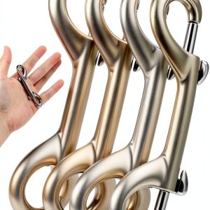 4Pcs Snap Hooks, 3.5 in Heavy Duty Metal Clips Double Ended Snap Hooks, Silver Dog Leash Clips for Pet Leash Water Bucket Hook Key Holder Carabiner, Indoor & Outdoor Use-0