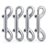 Double Ended Eye Bolt Snaps Hook Sliver Trigger Clips Chain Metal Clips 3.5 Inch 4pcs for Dog Leash Key Chain Horse Tack Pet Feed Bucket Garage Use-0