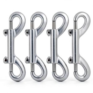 Double Ended Eye Bolt Snaps Hook Sliver Trigger Clips Chain Metal Clips 3.5 Inch 4pcs for Dog Leash Key Chain Horse Tack Pet Feed Bucket Garage Use-0
