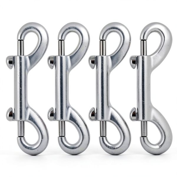 Double Ended Eye Bolt Snaps Hook Sliver Trigger Clips Chain Metal Clips 3.5 Inch 4pcs for Dog Leash Key Chain Horse Tack Pet Feed Bucket Garage Use-0