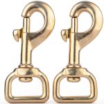 3-1/8 inch Solid Brass Swivel Bolt Snap Hooks 7/8 inch Square Swivel Eye Single Ended Trigger Clips Keychain Holder for Leathercrafts, Dog Collar, Pet Leash, Flag Halyard and More (2 Pieces)-0