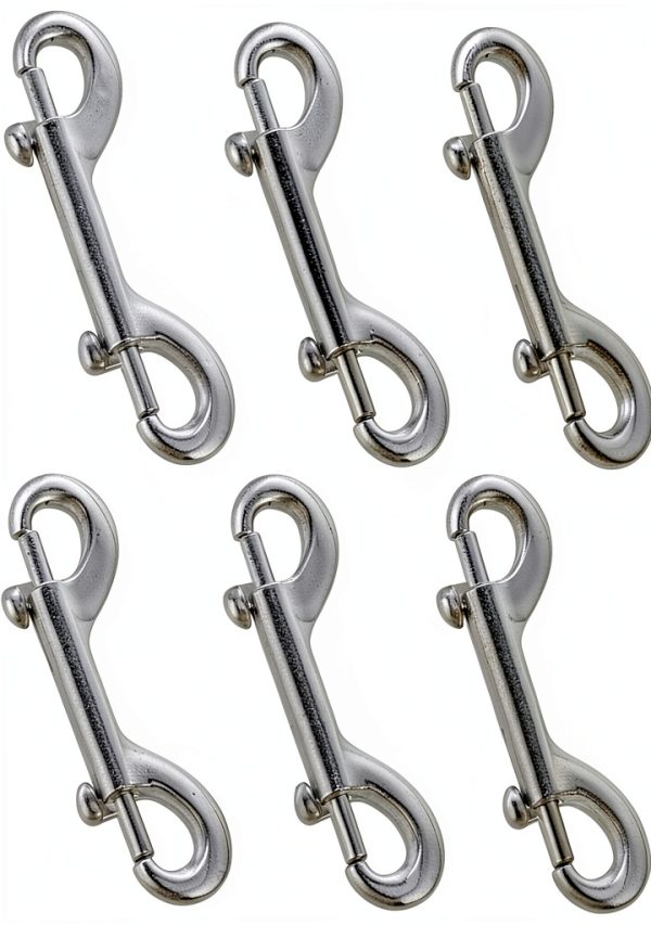 Double Ended Bolt Snap Hooks isWinner Steel 3.5in Silver Pack of 6-0
